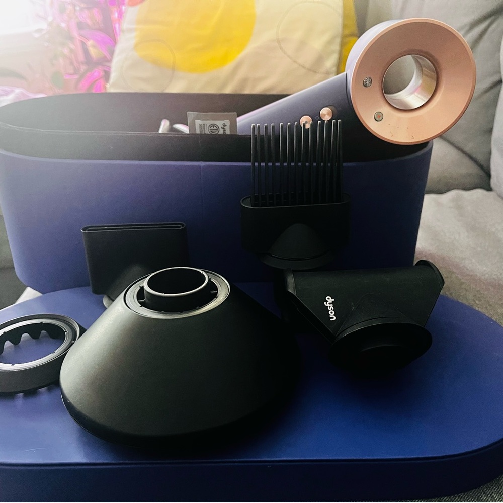 Purple Dyson hair dryer